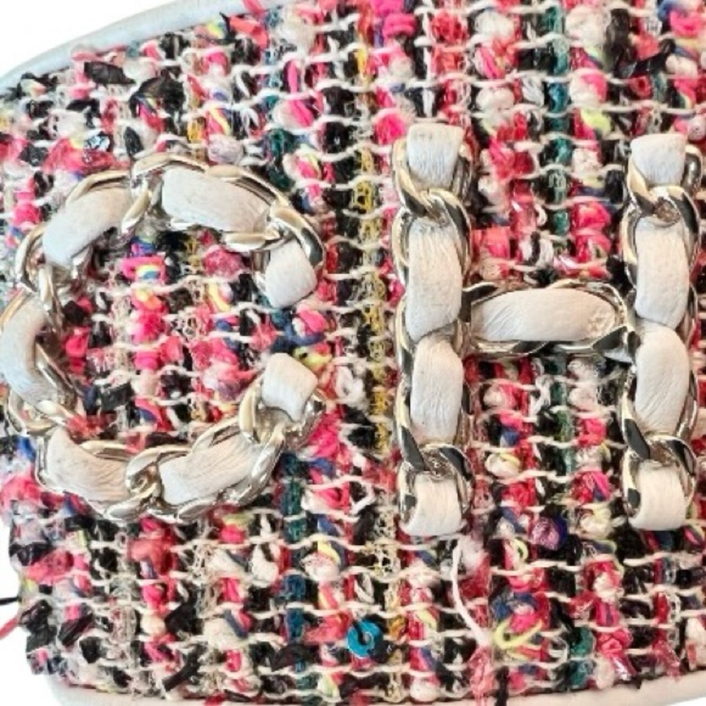 💞"CHA""NEL" Intertwined Leather Chain Tweed Mules Flats Sandals • PINK • 36.5 EU - Picture 10 of 14